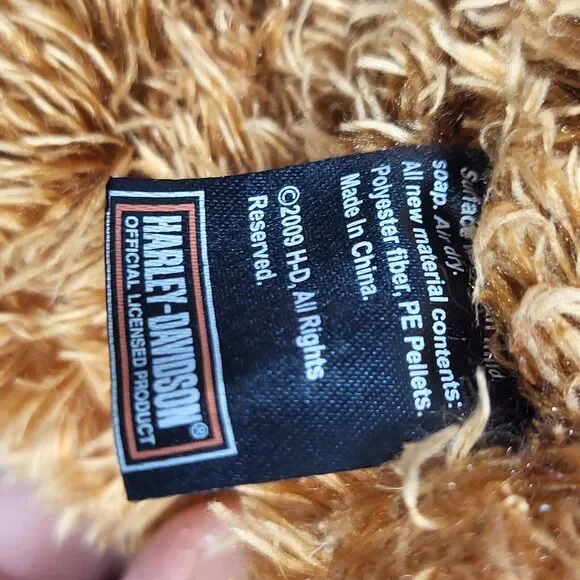 2009 Harley Davidson 13" Brown Fuzzy Shaggy Stuffed Plush Teddy Bear Doll - Picture 11 of 12